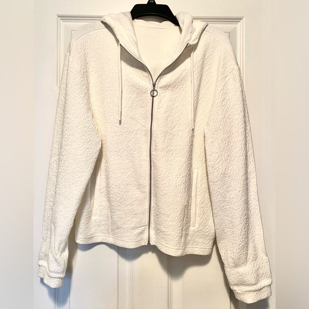 ZYIA White Textured Hoodie